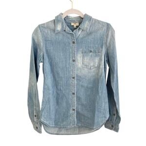 AG Jeans Adriano Goldschmied Blue Denim Button Down Shirt Long Sleeve Collared